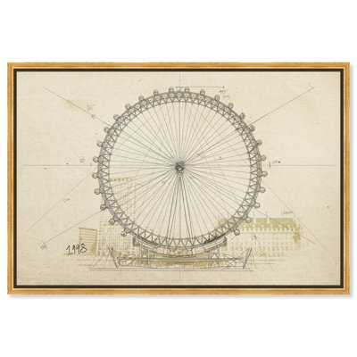 Ferris Wheel Sketch Canvas Classic Landscape by Art Remedy