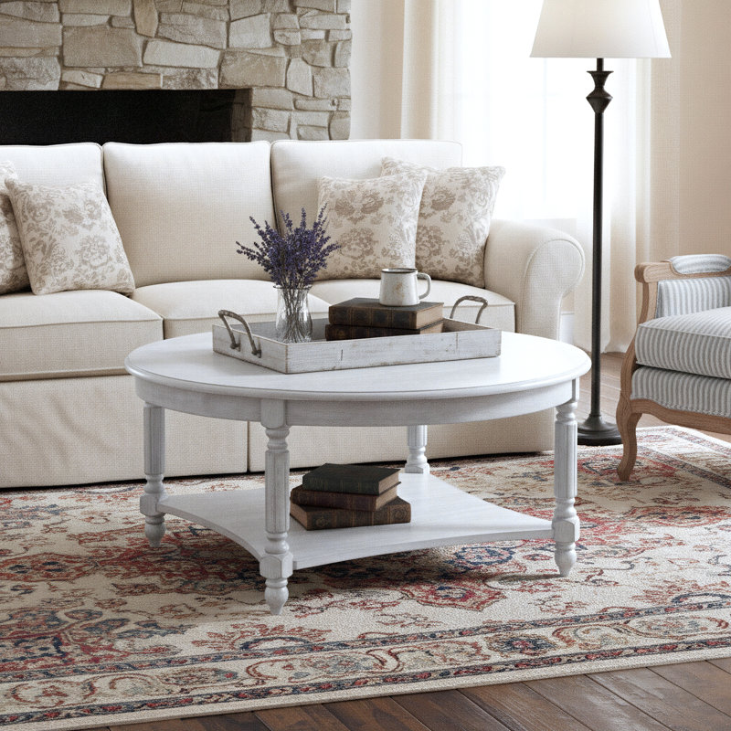 Locke Solid Wood Single Coffee Table, Antique White