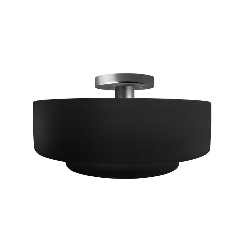 Plafonnier semi-encastré Radiance, H 7,25 po x l 14,5 po x P 14,5 po, Noir mat carbone, Nickel brossé