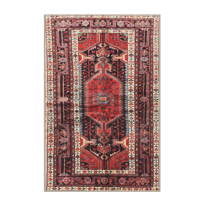 Tapis rouge/vert traditionnel Yayla, Rectangle 2 pi x 5 pi