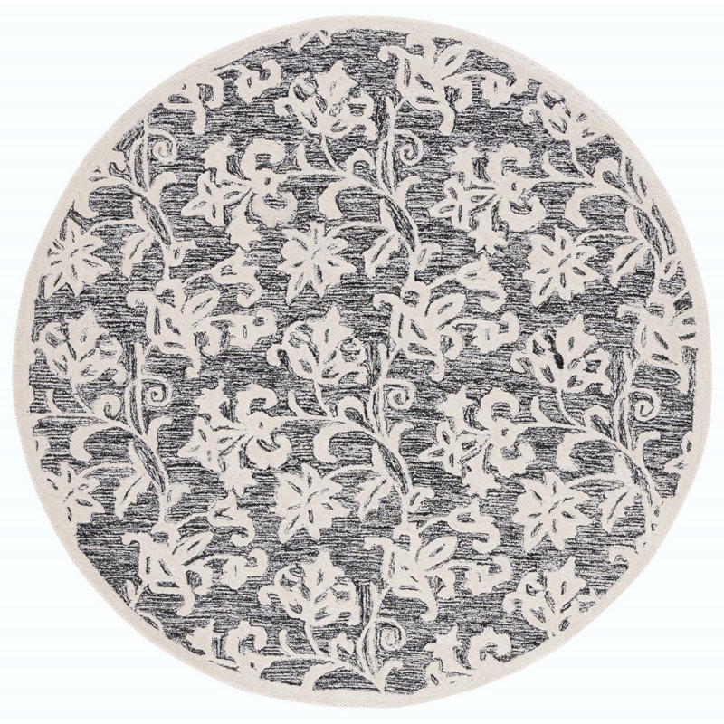 Msr Metro Martha Stewart Hand Tufted Wool Pile Floral Rug, Round 6'