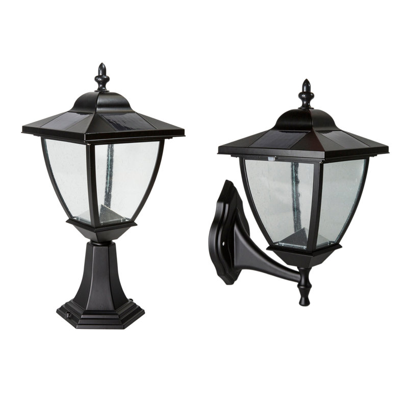 Black Aluminum LED Solar Post and Wall Light