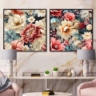 Faustine - Ensemble de 2 collages carrés floraux