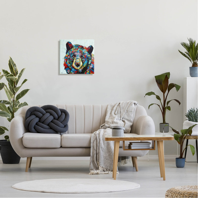 Modern Kaleidoscopic Bear Portrait Canvas Wall Art by Jen Seeley, 17" H x 17" W x 1.5" D
