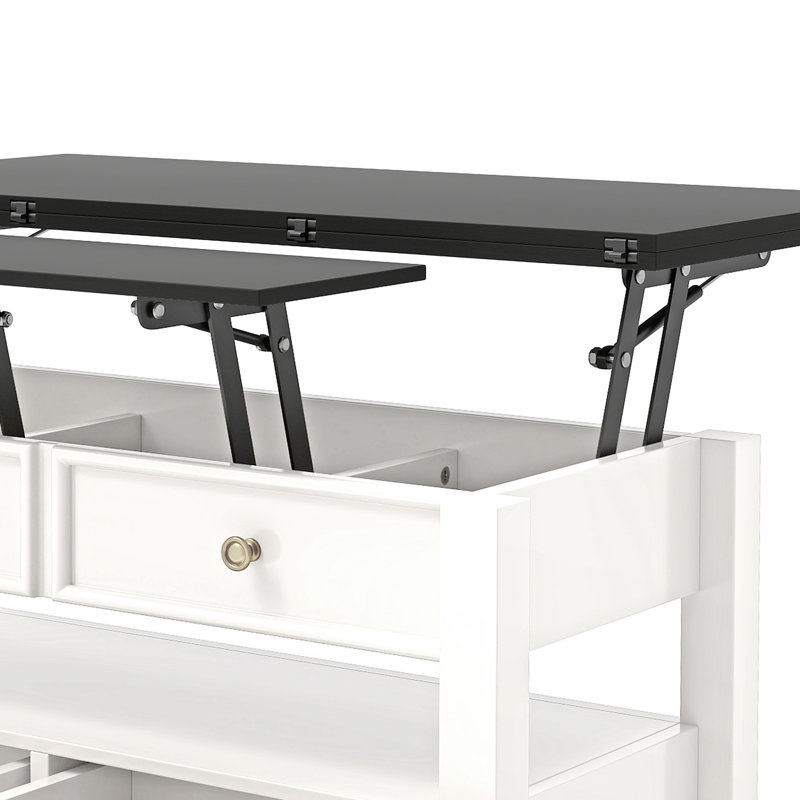 Table basse à plateau relevable, table basse convertible 4 en 1 multifonction avec tiroirs et compartiment caché