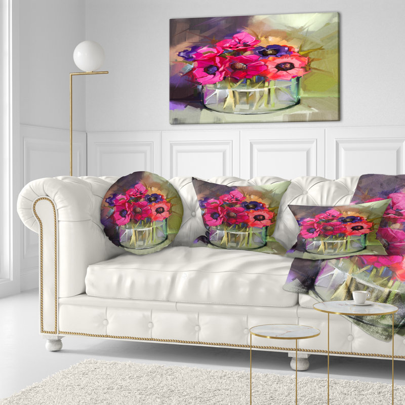 Coussin décoratif à motif floral rouge Red Floral Bouquet