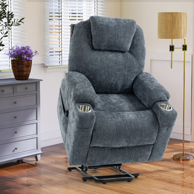 Weona 35.43" W Power Recliner, Liftable, Massage, Heater, Cup Holder