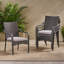 De 4 chaises empilables en PE gris, structure en fer et coussins d'eau pour un patio extérieur de style confort