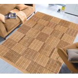 Tapis brun clair / brun en laine à motif géométrique 7 pi 8 po x 9 pi 8 po Abelardo