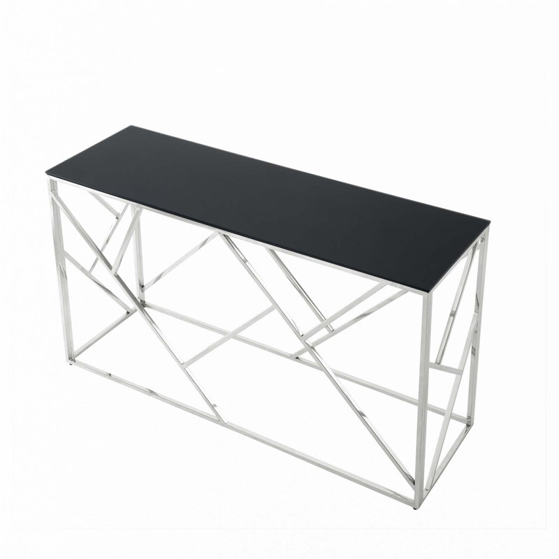Modern Glass Console Table, Chrome