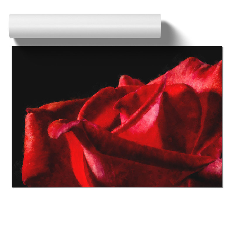 Red Rose Flower Painting - Frameless Print, 21cm H x 30cm W x 0.1cm D