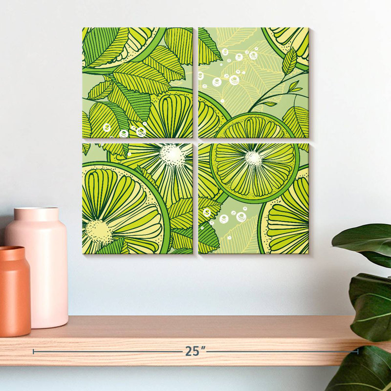 Motif Yarlin lime et menthe, H 18 po x l 18 po