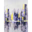 «Abstract Purple City - Yellow», reproduction encadrée contemporaine