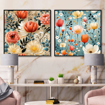 Dysart - Ensemble de 2 collages carrés floraux