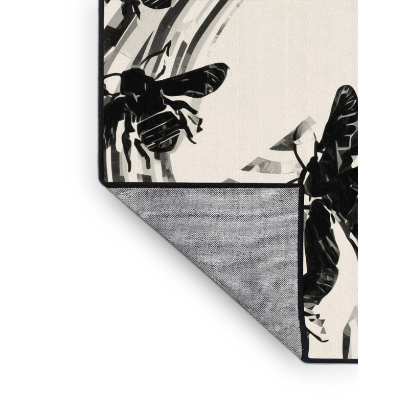Tapis beige moderne lavable à la machine Osazee Bee, 8 x 10