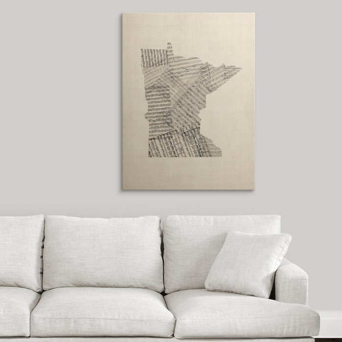«Old Partition Map of Minnesota» par Aniesha, impression, H 48 po x l 36 po x P 1,5 po, Toile