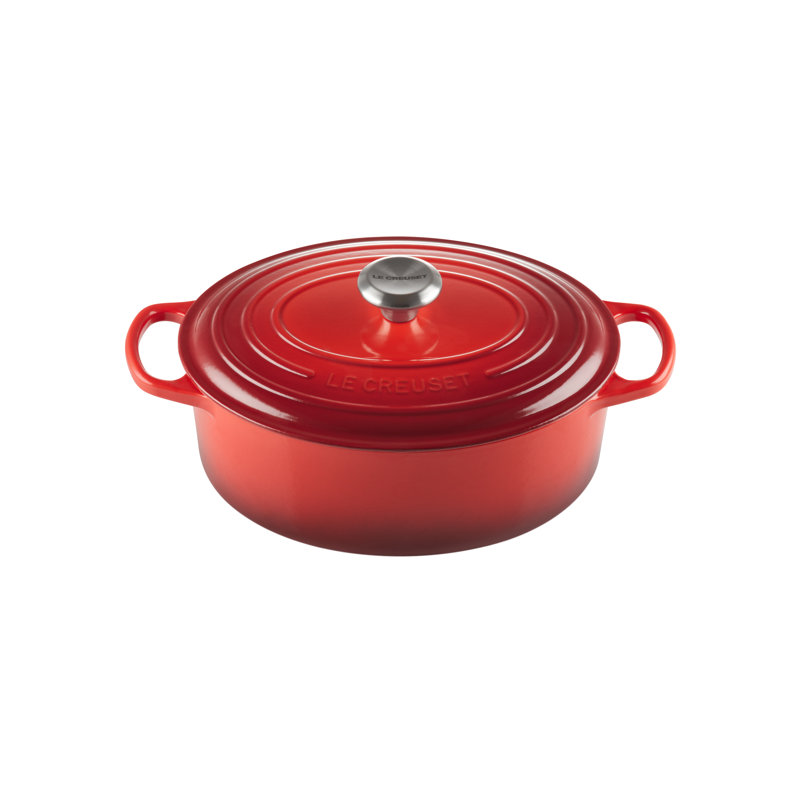 Le Creuset Enameled Cast Iron Oval Dutch Oven with Lid, Cerise, 8 quarts