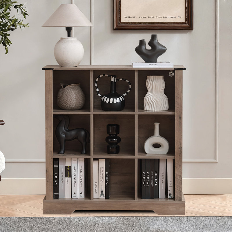 Bibliothèque à 9 cubes avec lumières DEL, Gris