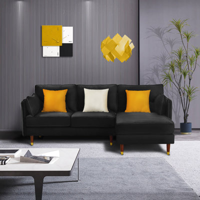 Canapé-lit modulaire de coin réversible en velours de 84,07 po de largeur Issy