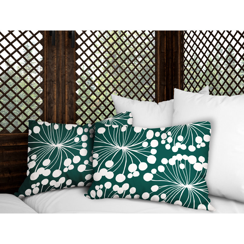 Polyester / Mélange de polyester Housse de coussin rectangulaire intérieure / extérieure lombaire et insert, Émeraude