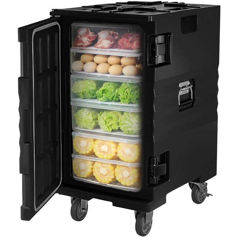 Black 109Qt Insulated Food Carrier with Wheels and Handles