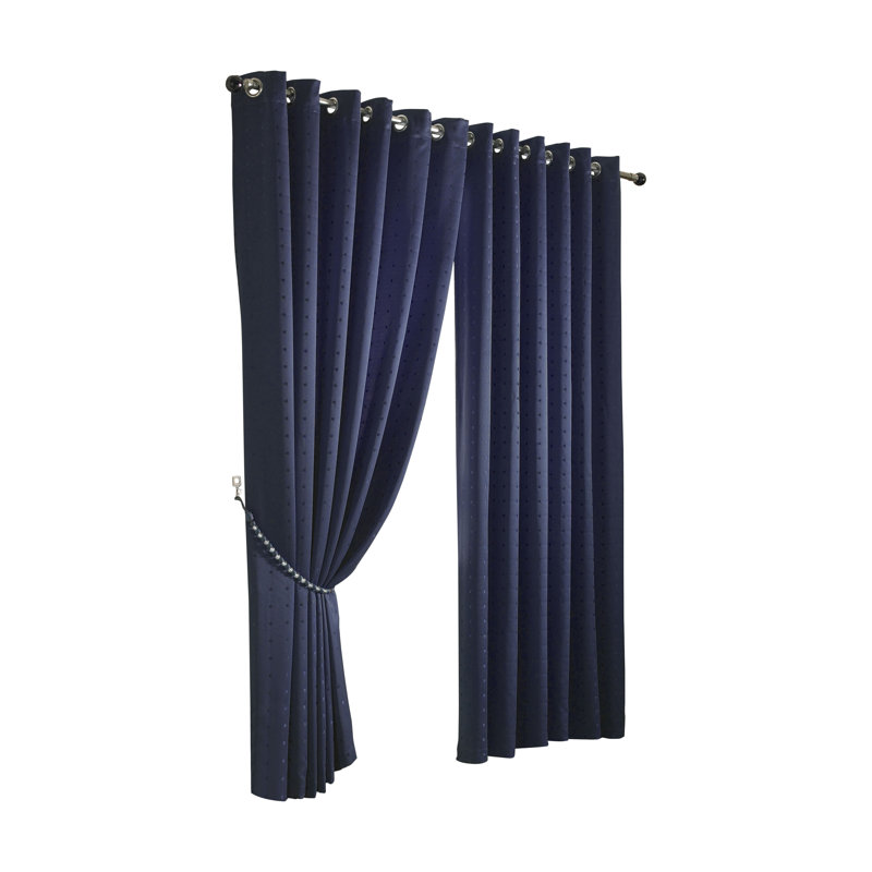Norush Madison Eyelet Ring Top Curtains, 228 W x 182 D cm, Navy