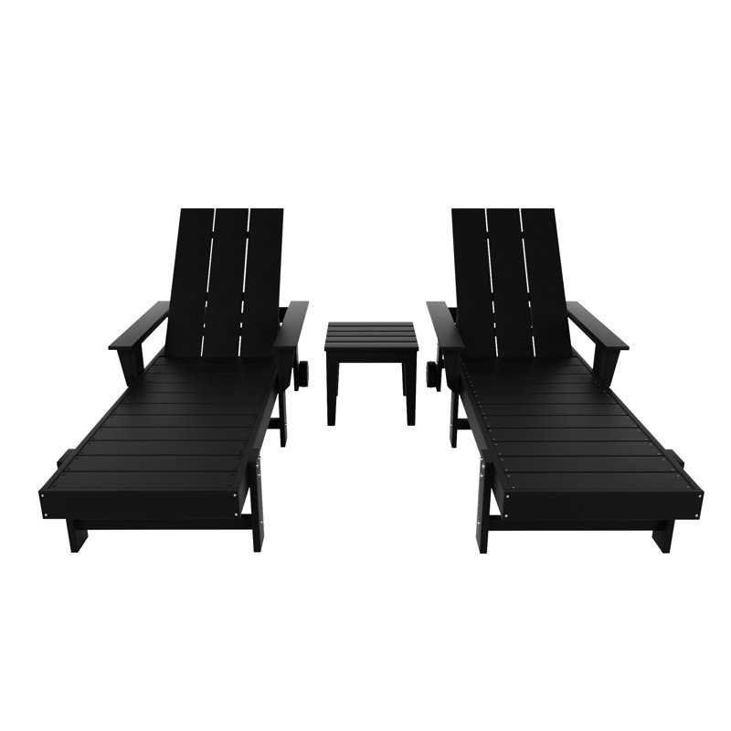 Joubert Outdoor Chaise Lounge with Table, Black