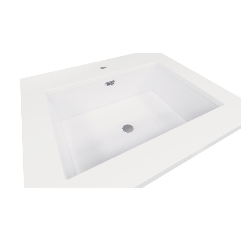 MEBO 19.7'' White Reinforced Acrylic Rectangular Bathroom Sink with Faucet and Overflow