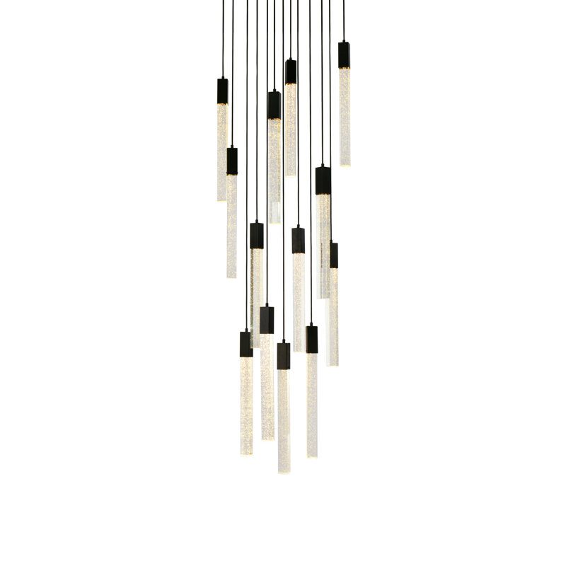 Luminaire suspendu rectangulaire à 13 lumières Aliha, Noir