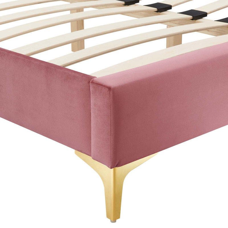Sutton Performance Velvet Bed Frame, King, Dusty Rose