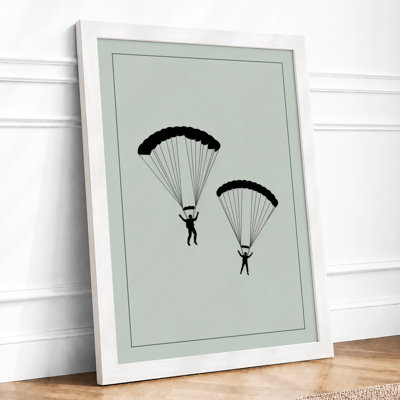 Skydivers in Descent Minimalist - Framed Print