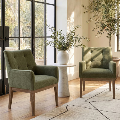 Fauteuil rembourré en bois de tweed rembourré