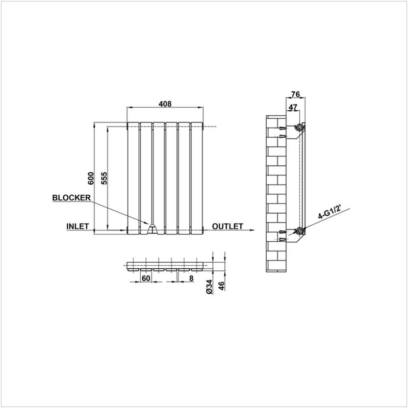 Belfry Heating Lulu 1328 BTU Hydronic Panel Space Heater, White