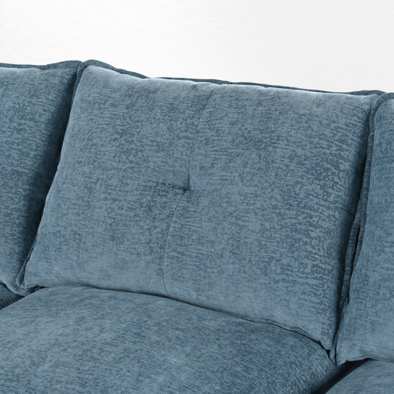 Canapé modulaire en U rembourré 3 pièces avec coussins de siège et de dossier épais, Bleu