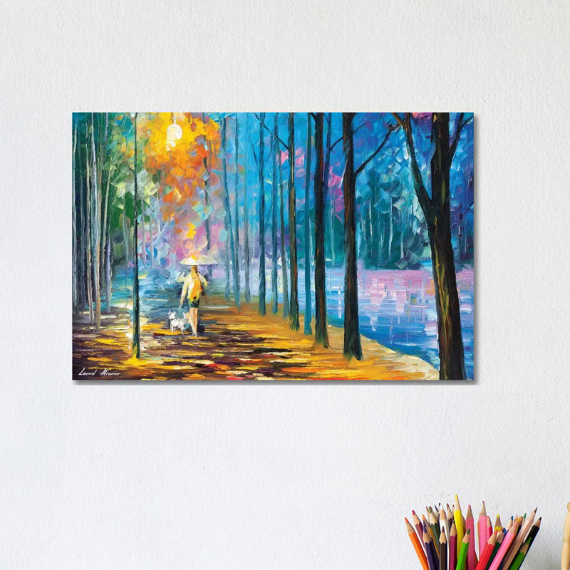 Walking My Dog by Leonid Afremov - Painting on Canvas, Wrapped Canvas, 152.5 cm H x 101.5 cm W x 3.175 cm D