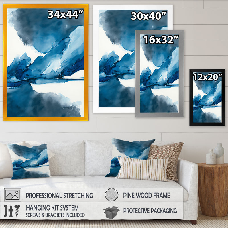 «Through The Sapphire Blue Clouds VII», reproduction sur toile, Impression noire sur toile encadrée