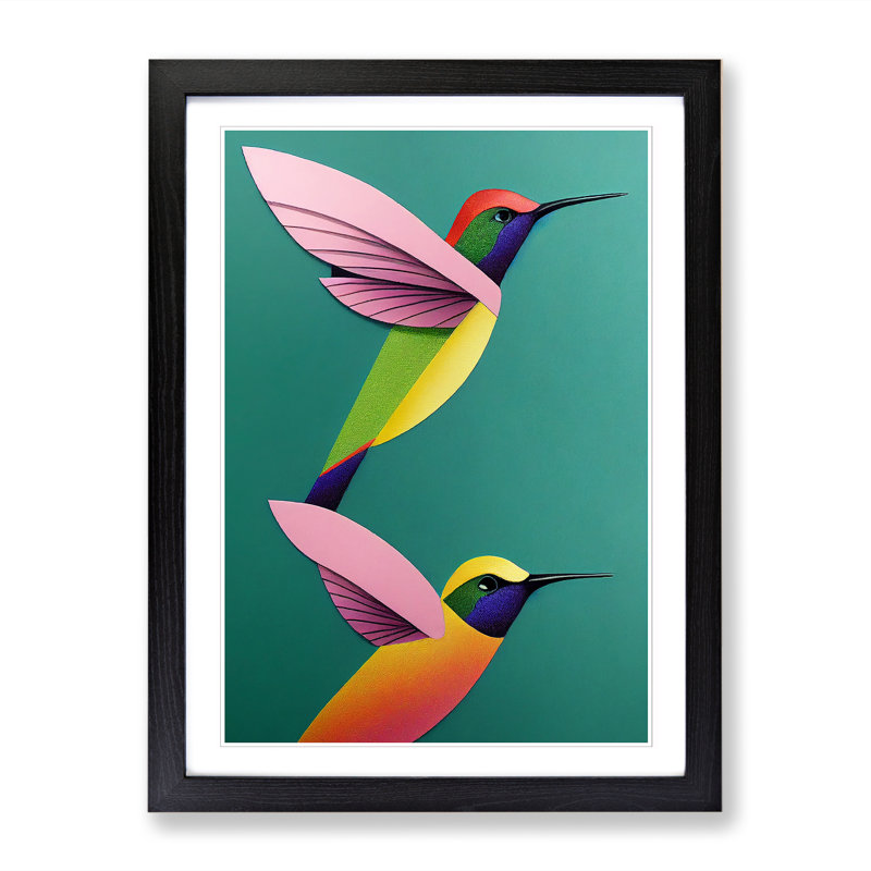 Lenisha Hummingbird Art Vol.3 - Picture Frame Print, Black, 34cm H x 25cm W