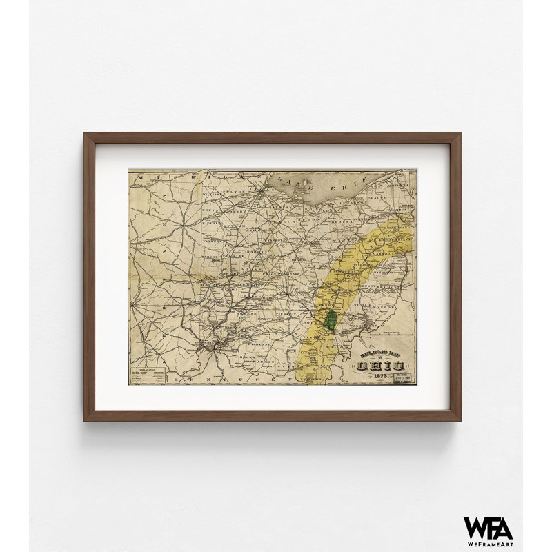 Ohio 1873. Ohio Wall Art Poster Print, Framed Ohio Map, Rustic Southern House Decor, Antique Ohio Geographical Poster Print, Living Room Art