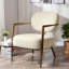 Chaises d'appoint Comfort, structure en métal et tissu blanc, salon moderne pour la maison