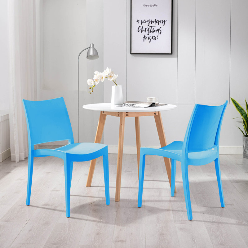 Deangalo 18.31 " H Plastic Side Chair Stacking, Blue