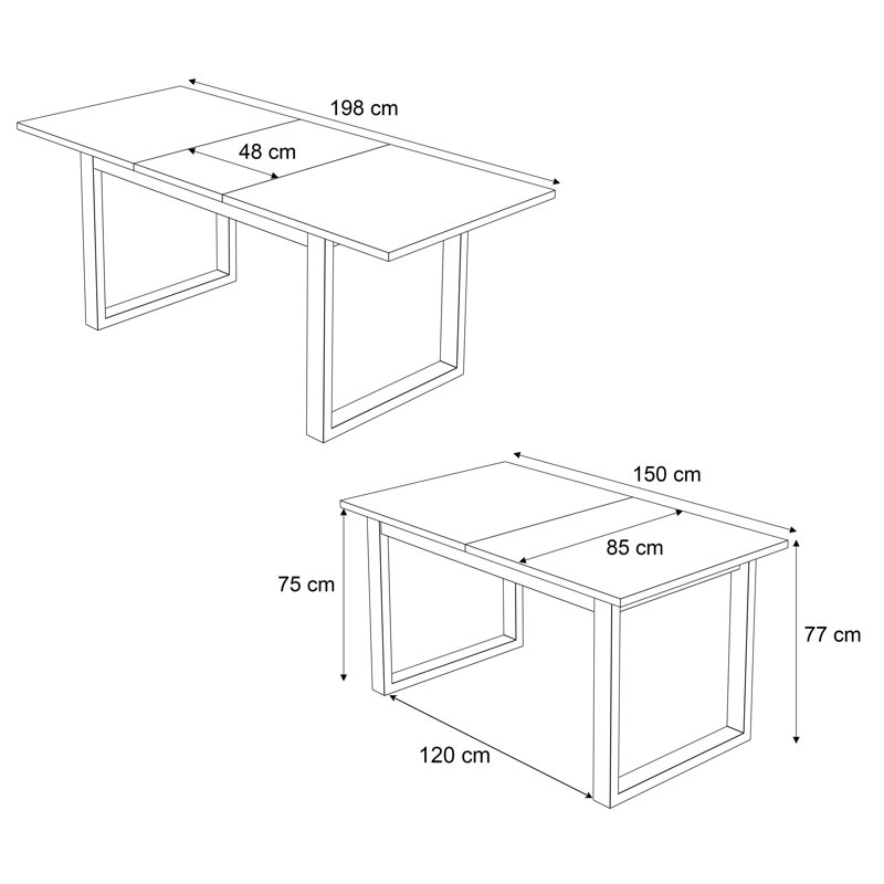 Sibyll Dining Table, 77cm H x 198cm L x 85cm W, Stirling Oak