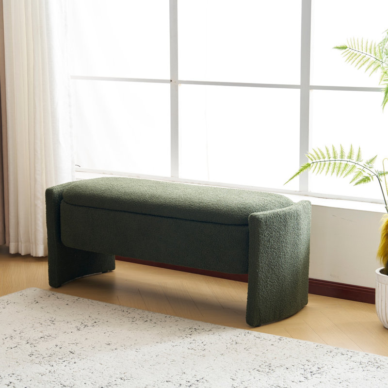 Simple Long shaped Ottoman Bench, Dark Green