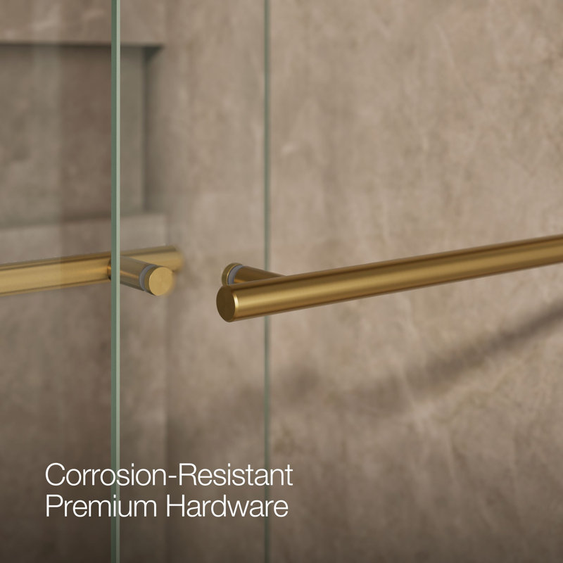 Levity Plus Less Sliding Shower Door, 81-5/8 In. H X 44-5/8 - 47-5/8 In. W, With 3/8 In.-Thick Crystal Clear Glass, Bronze