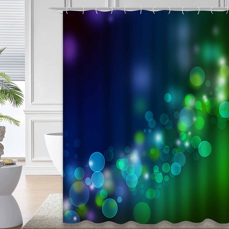 Rideau de douche vert néon avec 12 crochets, L 72 po x l 72 po