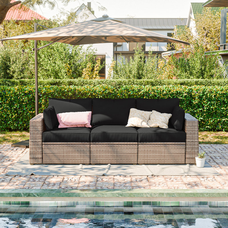 8-Piece Outdoor Cushion Cover Set (Set Of 3 Seats, 5 Backs), Covers Only, Black