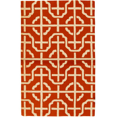 Tapis rouge et ivoire de haute qualité noué à la main