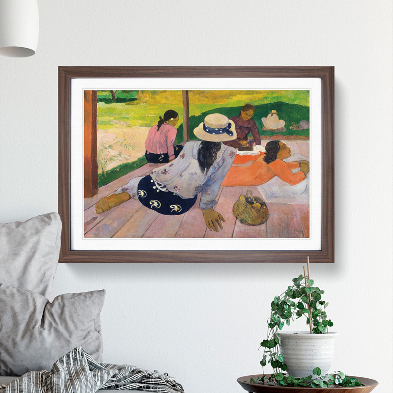 The Siesta by Paul Gauguin - Picture Frame Painting, Walnut Framed, 48cm H x 65cm W x 2cm D