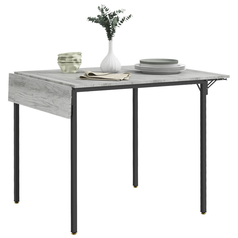 Folding Dining Table, Drop Leaf Table for Small Space, Grey