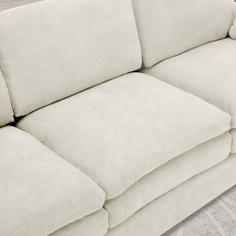 68" W Upholstered Loveseat With Pillows, Beige