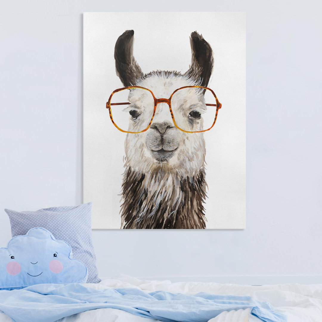 Leinwandbild Hippes Lama mit Brille IV